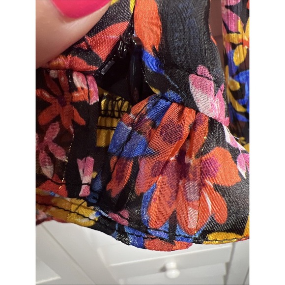 Skies Are Blue Floral Balloon Sleeve Ruffle Top Women's Size Large NWT - Picture 10 of 12